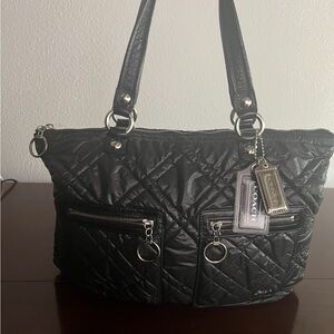 Coach Black Quilted Poppy Tote Bag